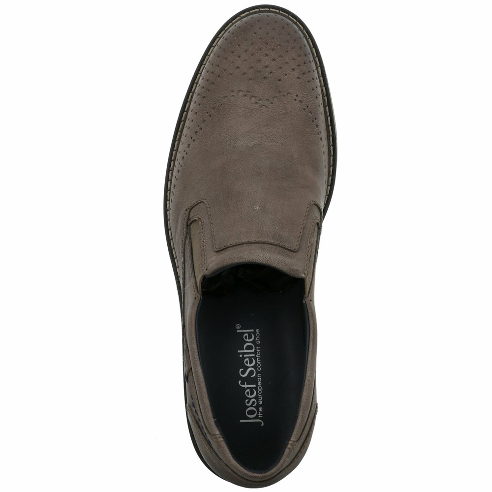 Grey Brown Josef Seibel Earl 06 Men's Slip On | LVR254870